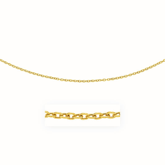 14k Yellow Gold Pendant Chain with Textured Links