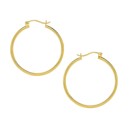 14k Yellow Gold Polished Hoop Earrings