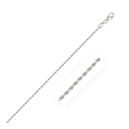 14k White Gold Solid Diamond Cut Rope Chain