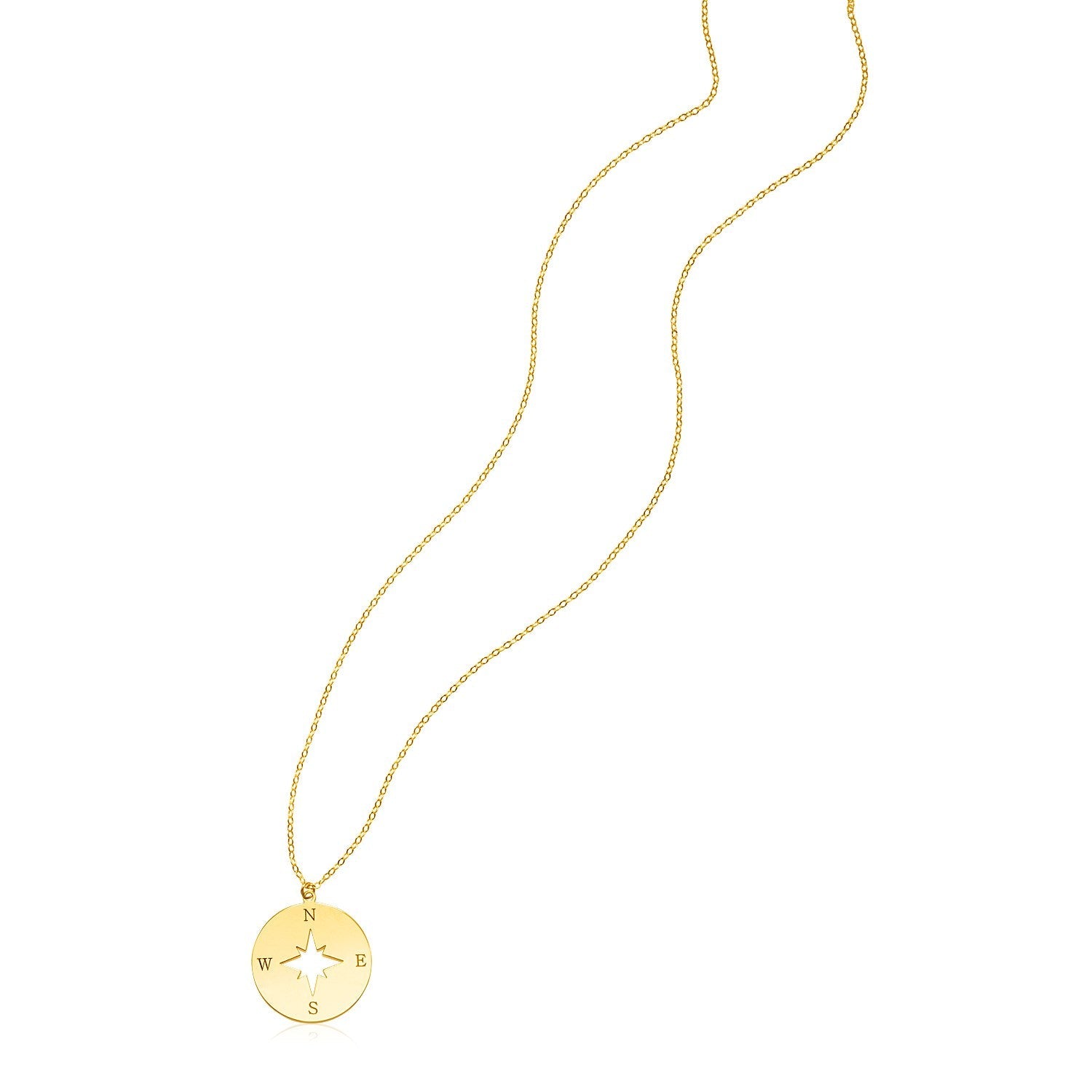 14K Yellow Gold Necklace with Compass RCJ Necklaces  CELESTIA LUXE JEWELLERS