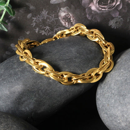 Double Oval Link Chain Bracelet in 14k Yellow Gold (10.00 mm) RCJ Bracelets  CELESTIA LUXE JEWELLERS