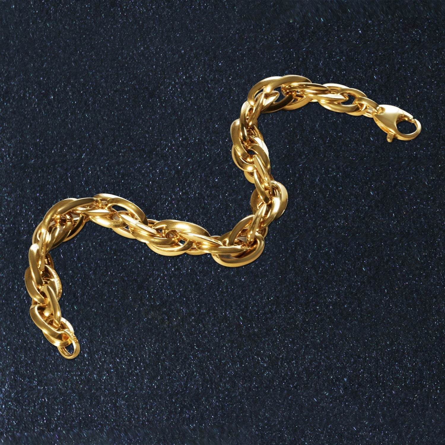 Double Oval Link Chain Bracelet in 14k Yellow Gold (10.00 mm) RCJ Bracelets  CELESTIA LUXE JEWELLERS