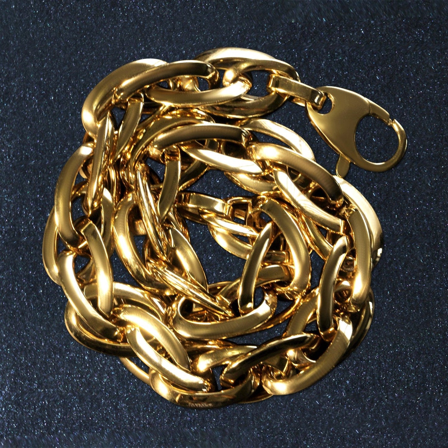 Double Oval Link Chain Bracelet in 14k Yellow Gold (10.00 mm) RCJ Bracelets  CELESTIA LUXE JEWELLERS