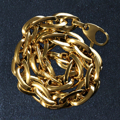 Double Oval Link Chain Bracelet in 14k Yellow Gold (10.00 mm) RCJ Bracelets  CELESTIA LUXE JEWELLERS