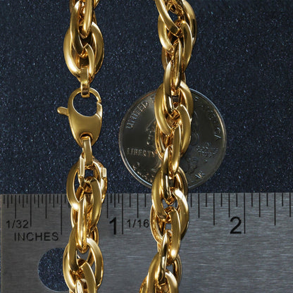 Double Oval Link Chain Bracelet in 14k Yellow Gold (10.00 mm) RCJ Bracelets  CELESTIA LUXE JEWELLERS