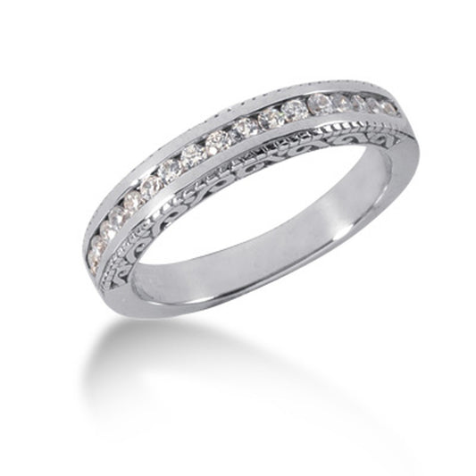 Héritage Gravé Diamond Band — 14K White Gold