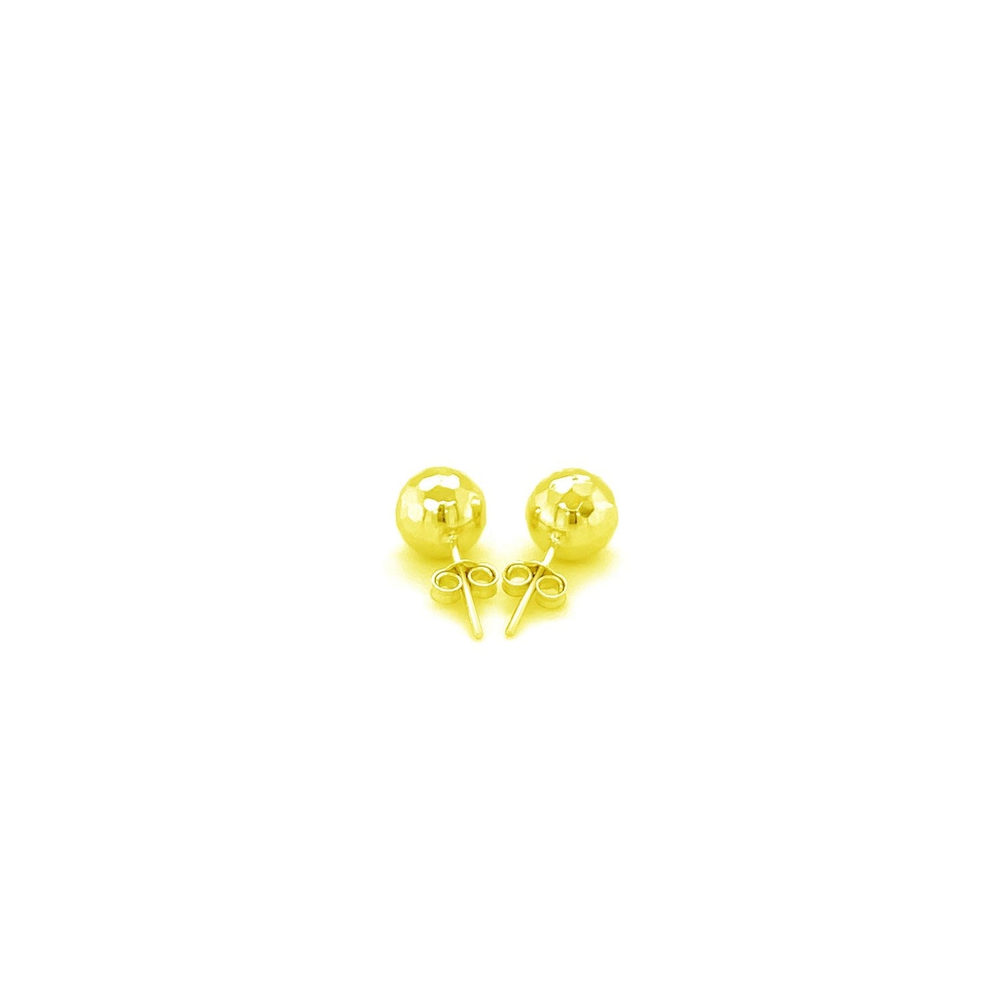 14k Yellow Gold Ball Earrings with Faceted Texture(7mm) RCJ Earrings  CELESTIA LUXE JEWELLERS