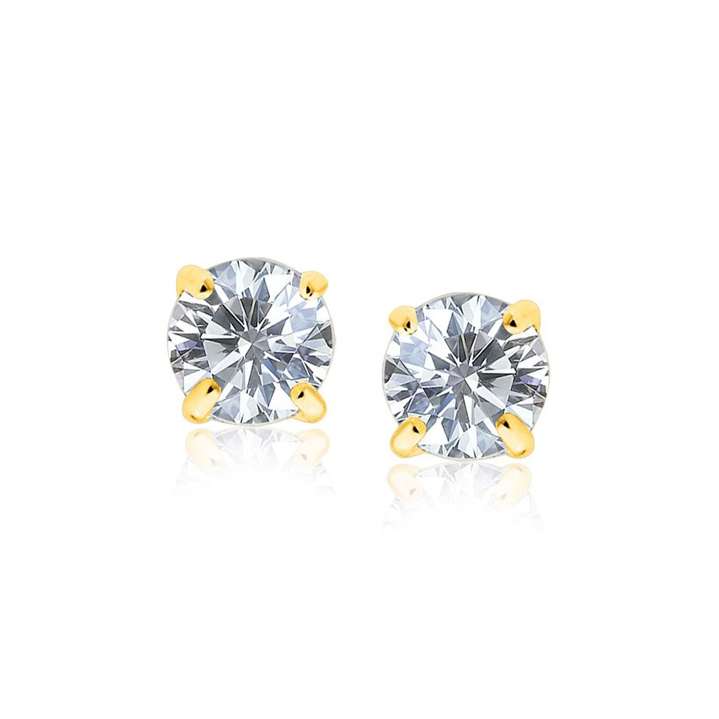 14k Yellow Gold 8.0mm Round CZ Stud Earrings RCJ Earrings  CELESTIA LUXE JEWELLERS