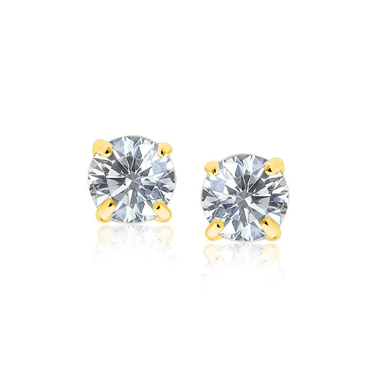 14k Yellow Gold 8.0mm Round CZ Stud Earrings RCJ Earrings  CELESTIA LUXE JEWELLERS