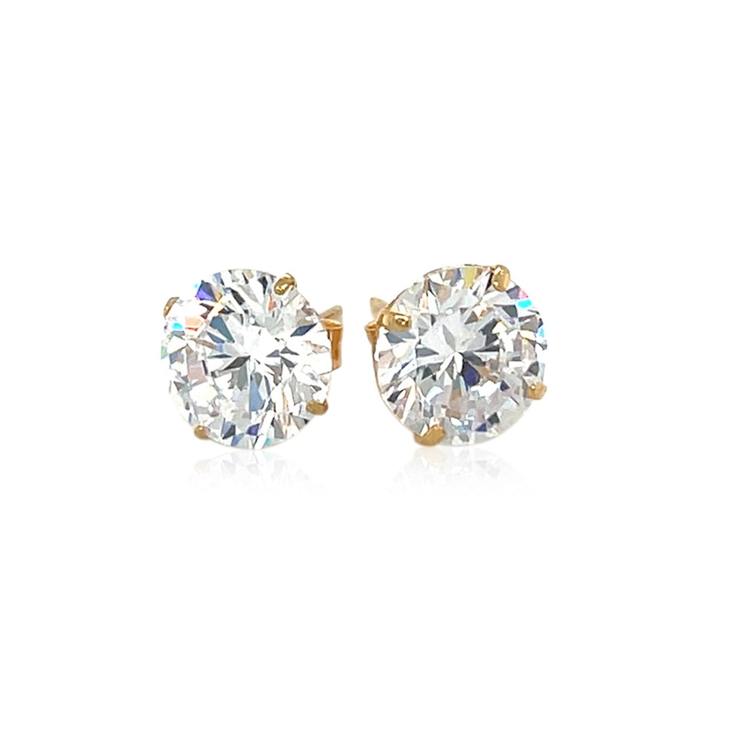14k Yellow Gold 8.0mm Round CZ Stud Earrings RCJ Earrings  CELESTIA LUXE JEWELLERS