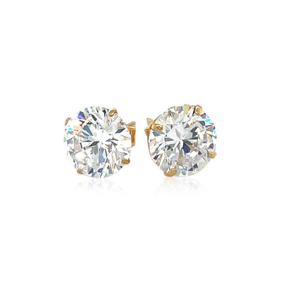 14k Yellow Gold 8.0mm Round CZ Stud Earrings RCJ Earrings  CELESTIA LUXE JEWELLERS