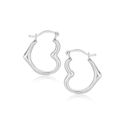 CELESTIALUXEJEWELLERS — 10k White Gold Heart Hoop Earrings