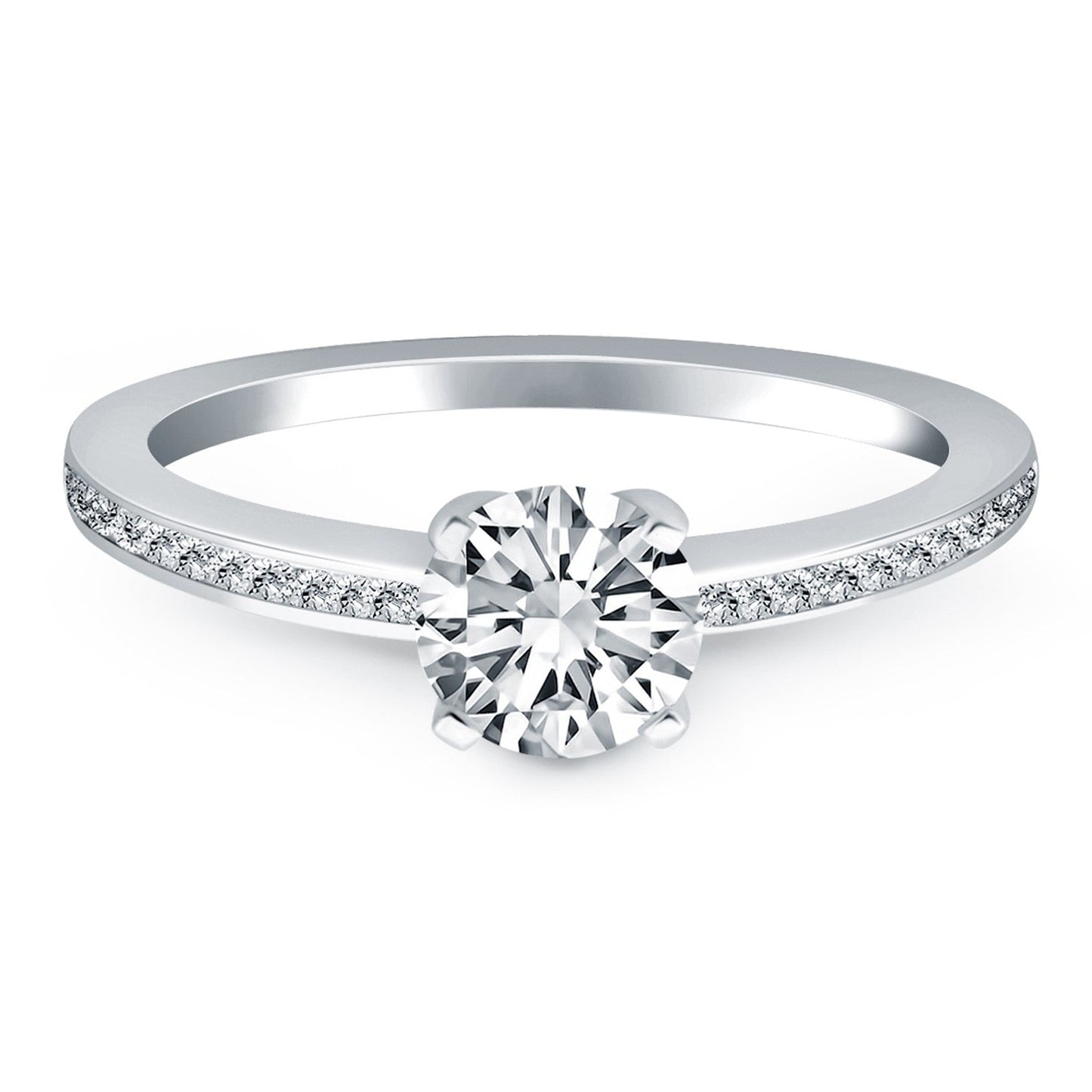 14k White Gold Classic Pave Diamond Band Engagement Ring RCJ Rings  CELESTIA LUXE JEWELLERS