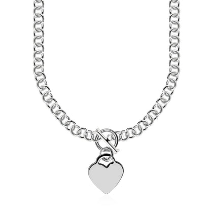 Sterling Silver Rolo Chain  with a Heart Toggle Charm and Rhodium Plating RCJ Necklaces  CELESTIA LUXE JEWELLERS