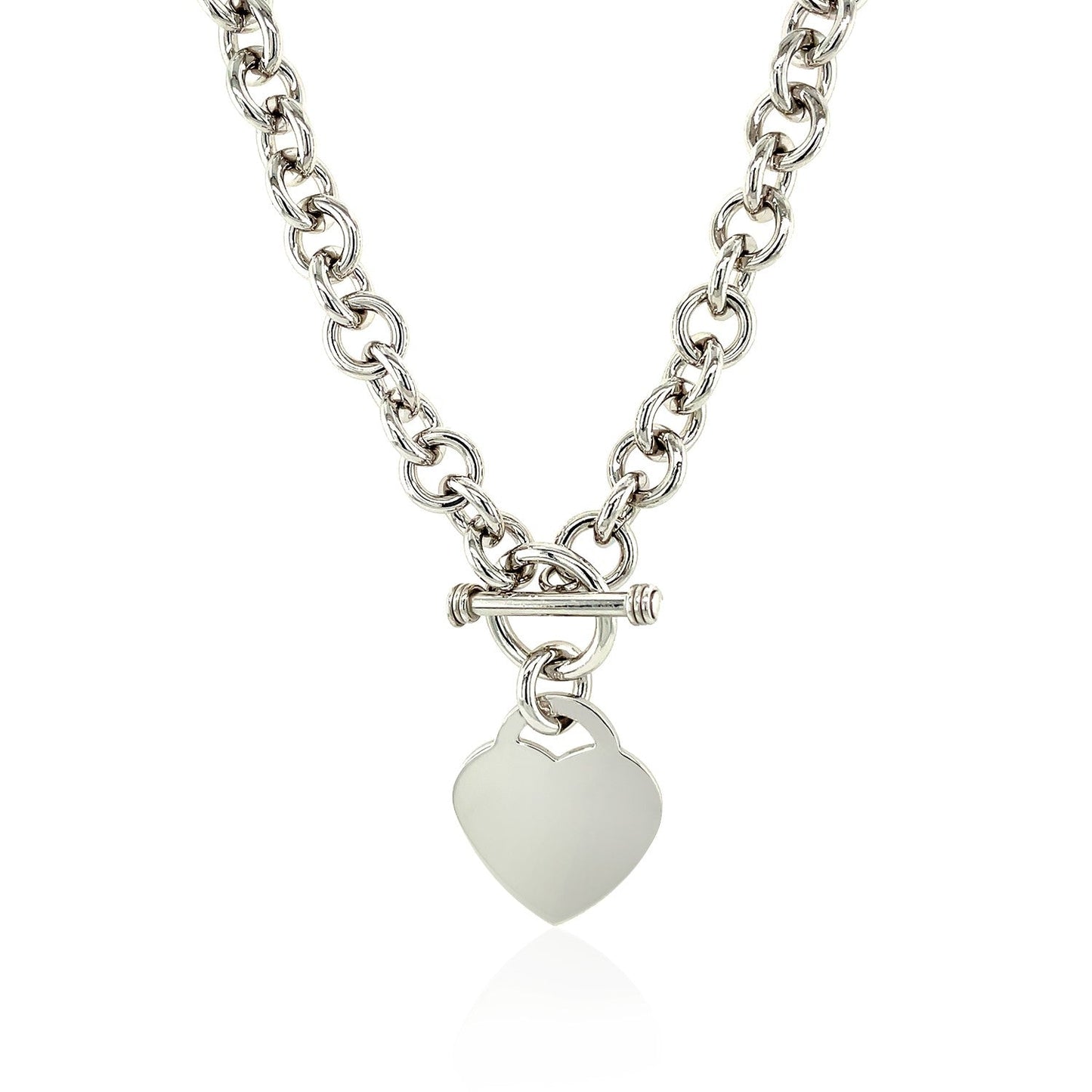 Sterling Silver Rolo Chain  with a Heart Toggle Charm and Rhodium Plating RCJ Necklaces  CELESTIA LUXE JEWELLERS