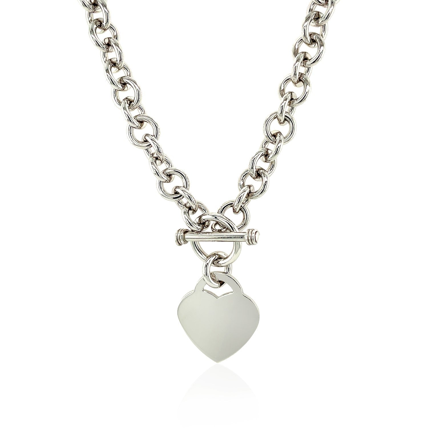 Sterling Silver Rolo Chain  with a Heart Toggle Charm and Rhodium Plating RCJ Necklaces  CELESTIA LUXE JEWELLERS