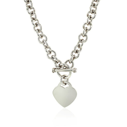 Sterling Silver Rolo Chain  with a Heart Toggle Charm and Rhodium Plating RCJ Necklaces  CELESTIA LUXE JEWELLERS