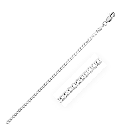 14k White Gold Solid Curb Chain