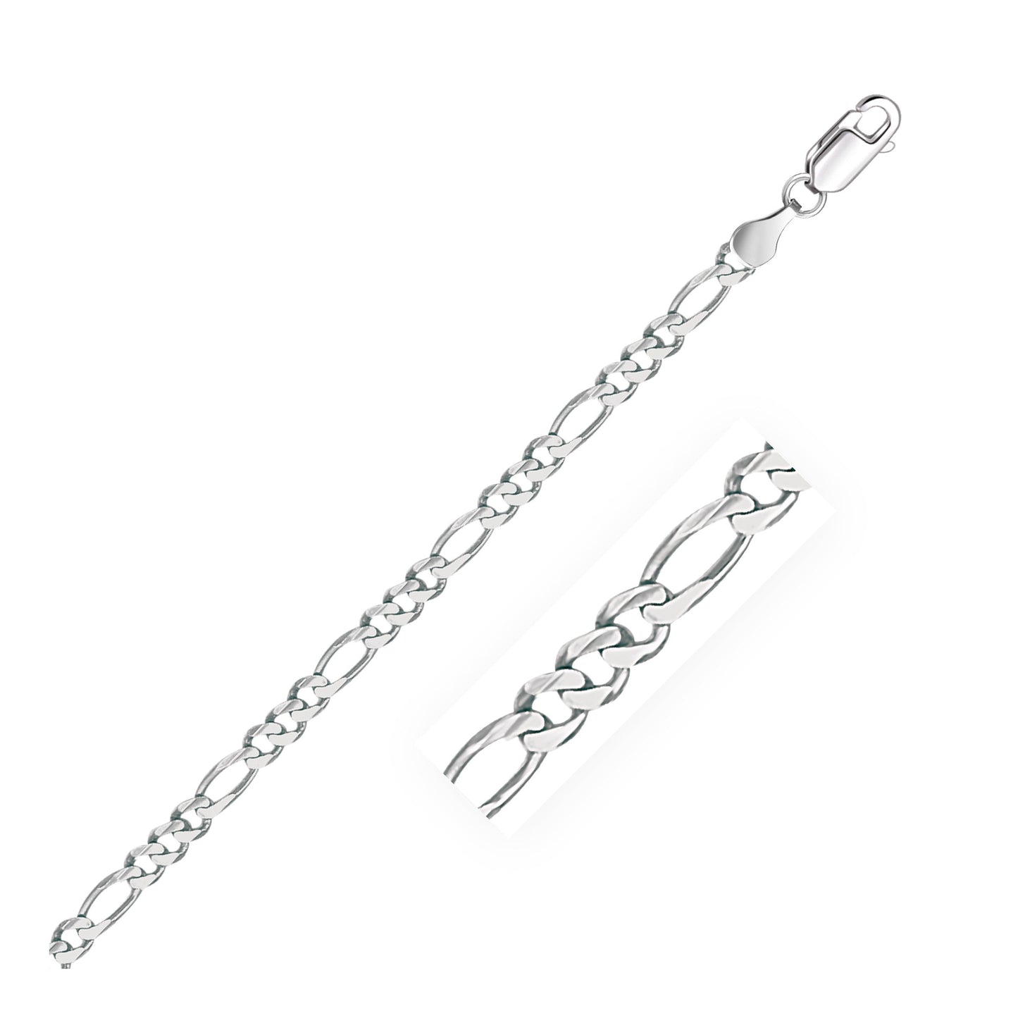 14k White Gold Solid Figaro Bracelet (3.80 mm) RCJ Bracelets  CELESTIA LUXE JEWELLERS