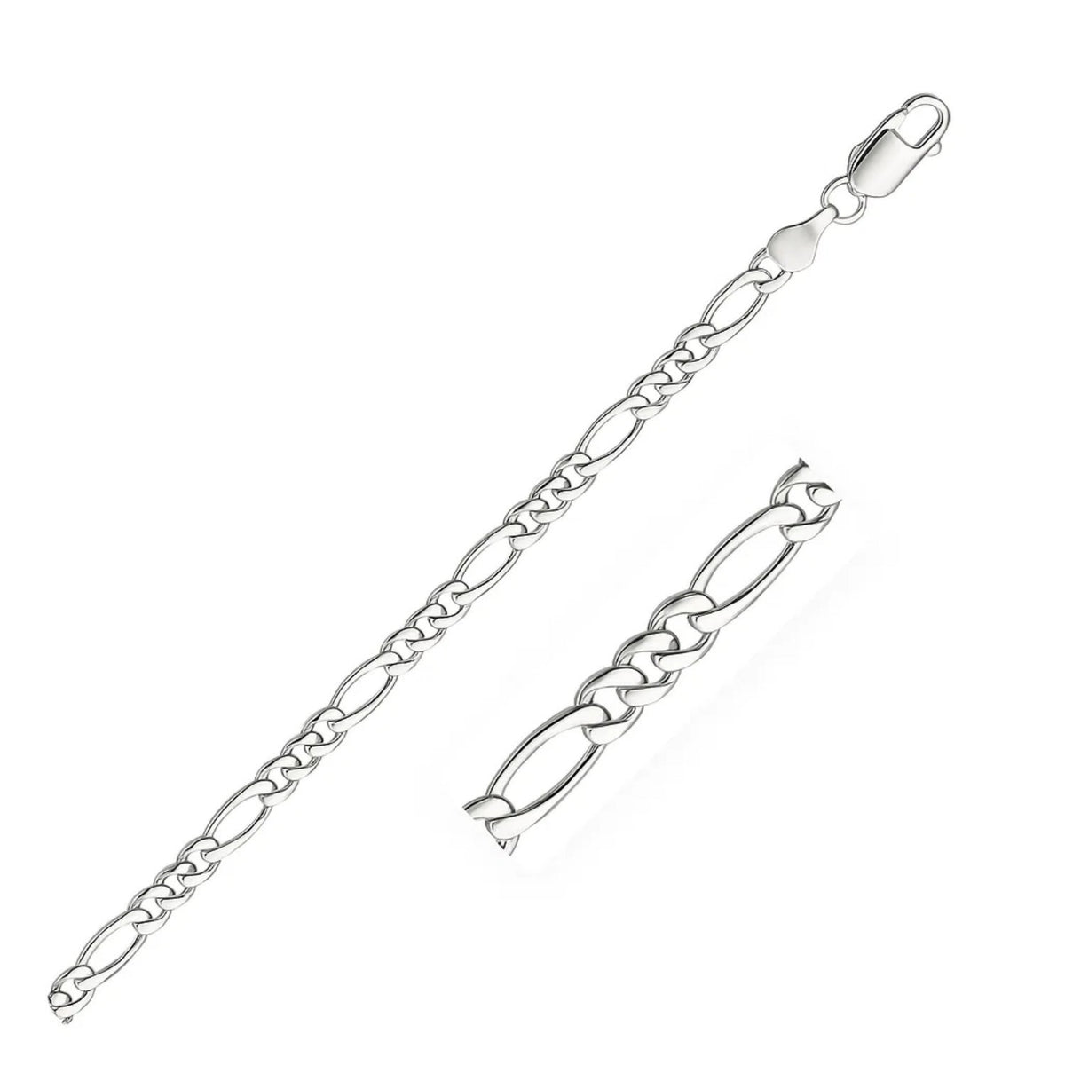14k White Gold Solid Figaro Bracelet