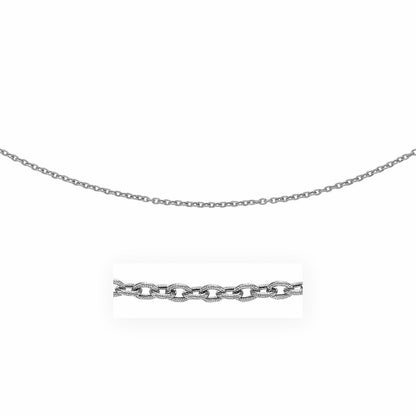 14k White Gold Pendant Chain with Textured Links