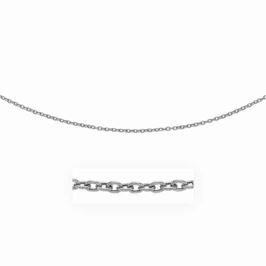 14k White Gold Pendant Chain with Textured Links