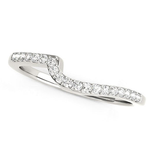 14k White Gold Curved Design Round Diamond Wedding Band (1/4 cttw) RCJ Rings  CELESTIA LUXE JEWELLERS