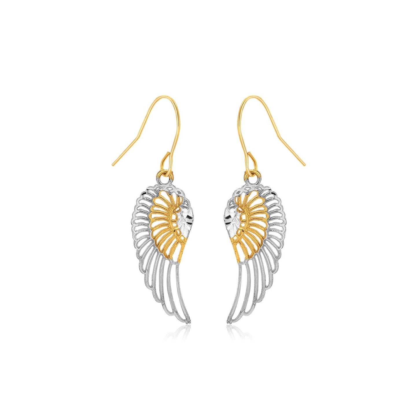 Two-Tone Wing Drop Earrings in 10K Gold RCJ Earrings  CELESTIA LUXE JEWELLERS