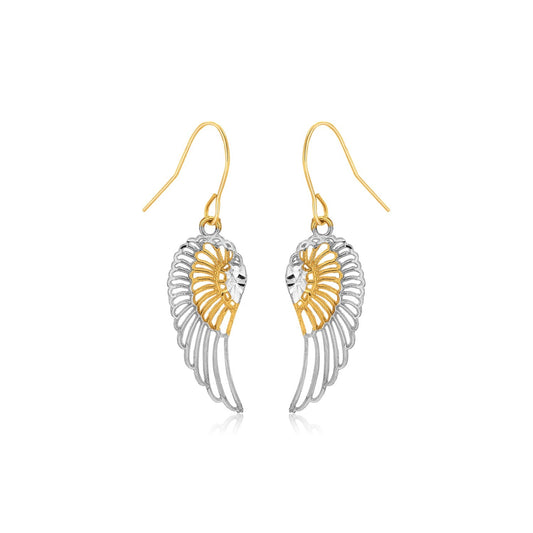 Two-Tone Wing Drop Earrings in 10K Gold RCJ Earrings  CELESTIA LUXE JEWELLERS