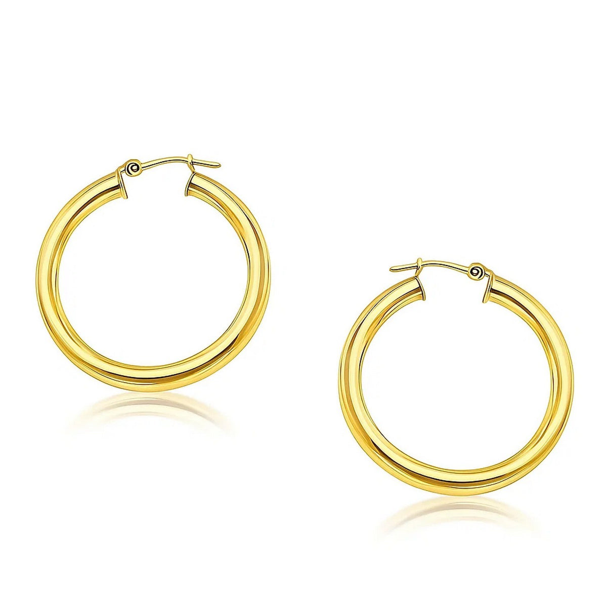 14k Yellow Gold Polished Hoop Earrings