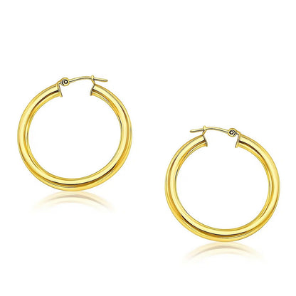 14k Yellow Gold Polished Hoop Earrings