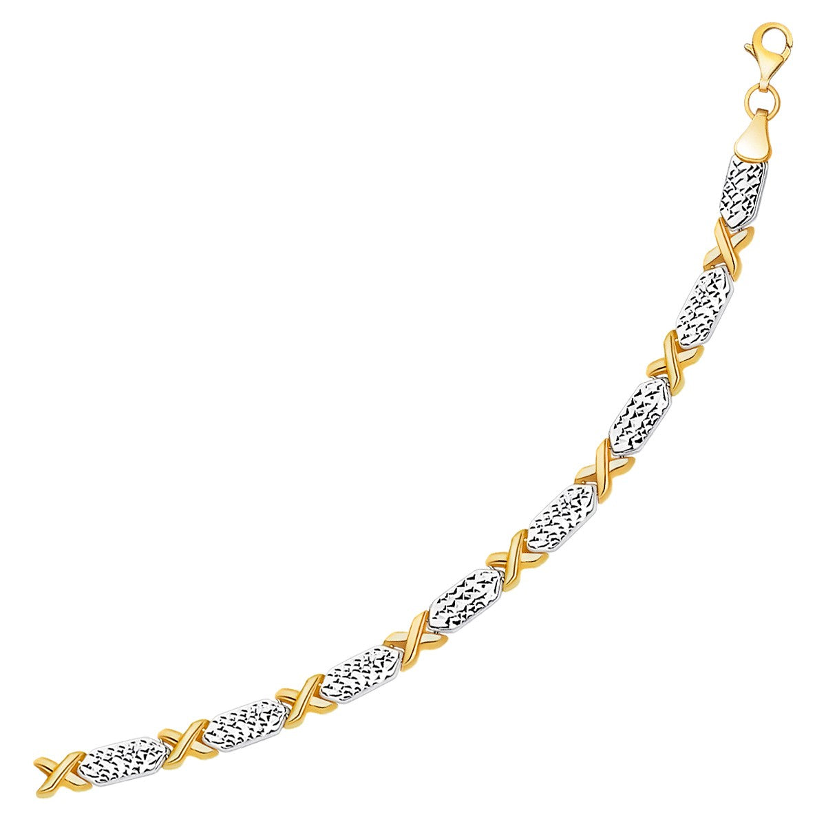 14k Two-Tone Gold Fancy X Line Bracelet (4.80 mm) RCJ Bracelets  CELESTIA LUXE JEWELLERS