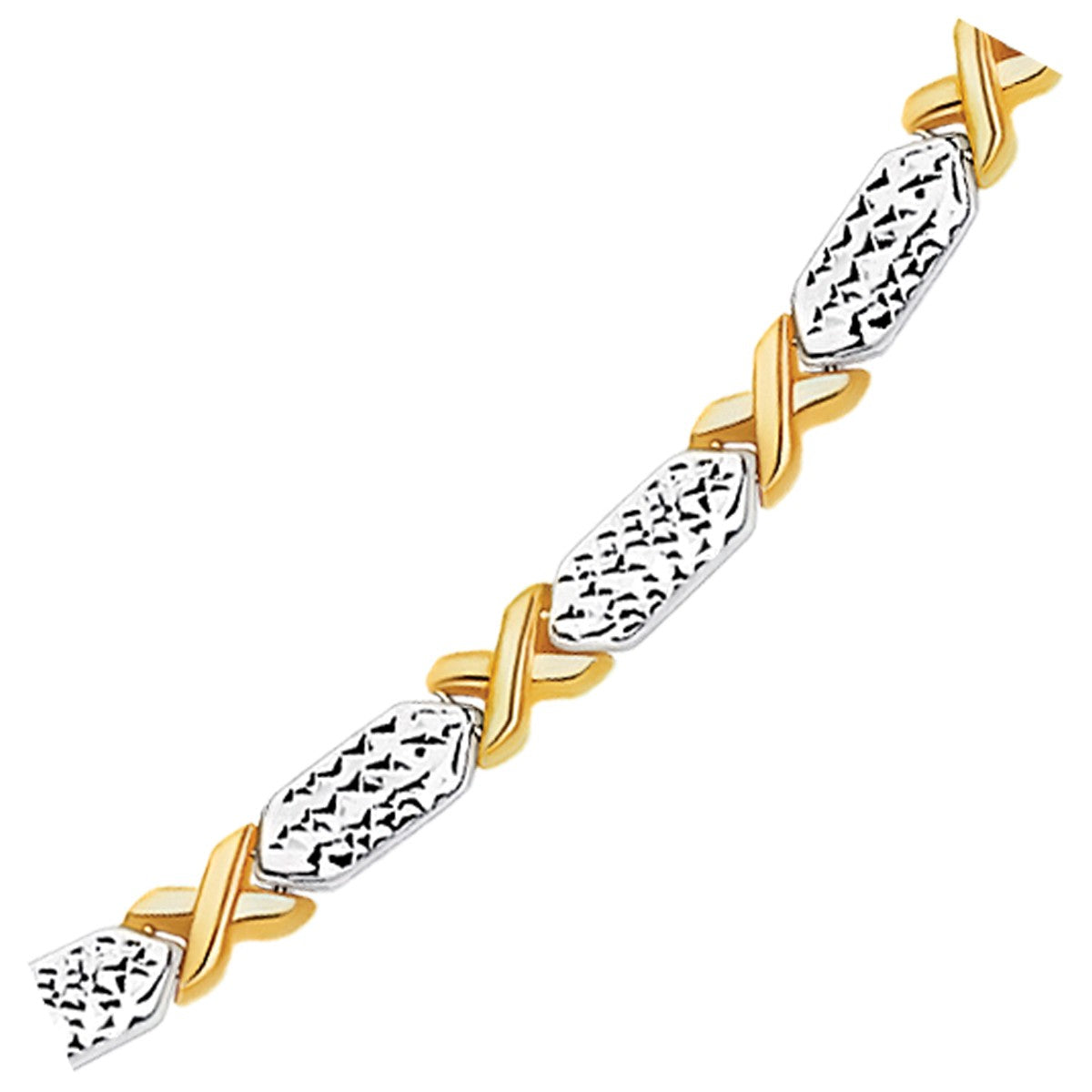 14k Two-Tone Gold Fancy X Line Bracelet (4.80 mm) RCJ Bracelets  CELESTIA LUXE JEWELLERS