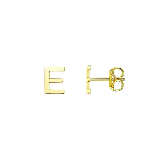 Yours Truly Initial E Studs — 14K Yellow Gold