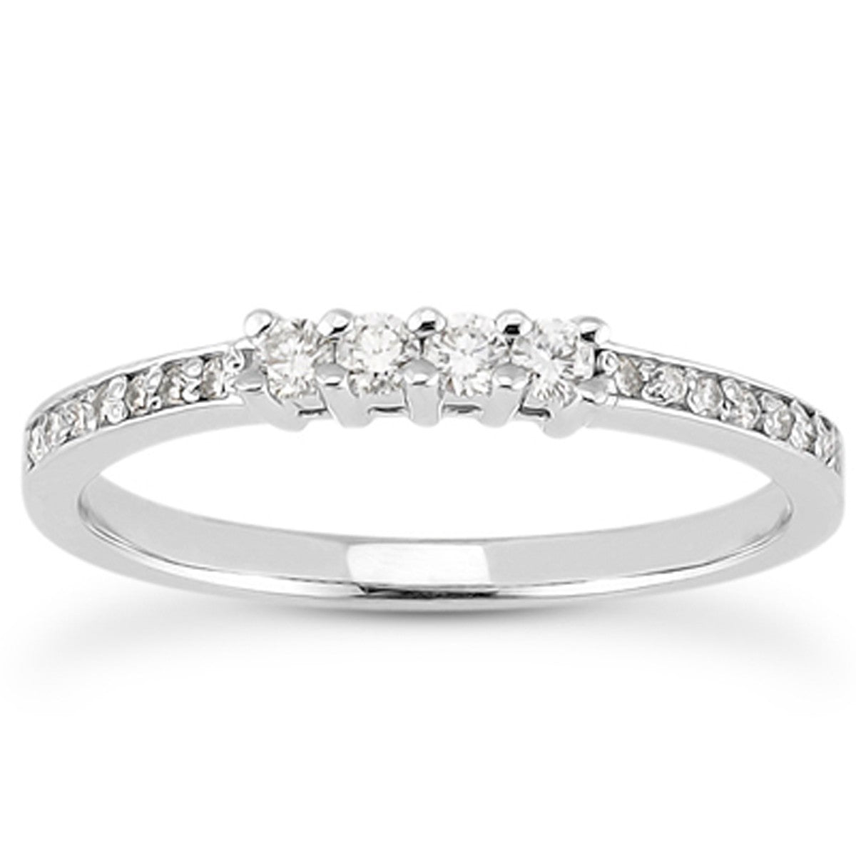 14k White Gold Wedding Band with Pave Set Diamonds and Prong Set Diamonds RCJ Rings  CELESTIA LUXE JEWELLERS