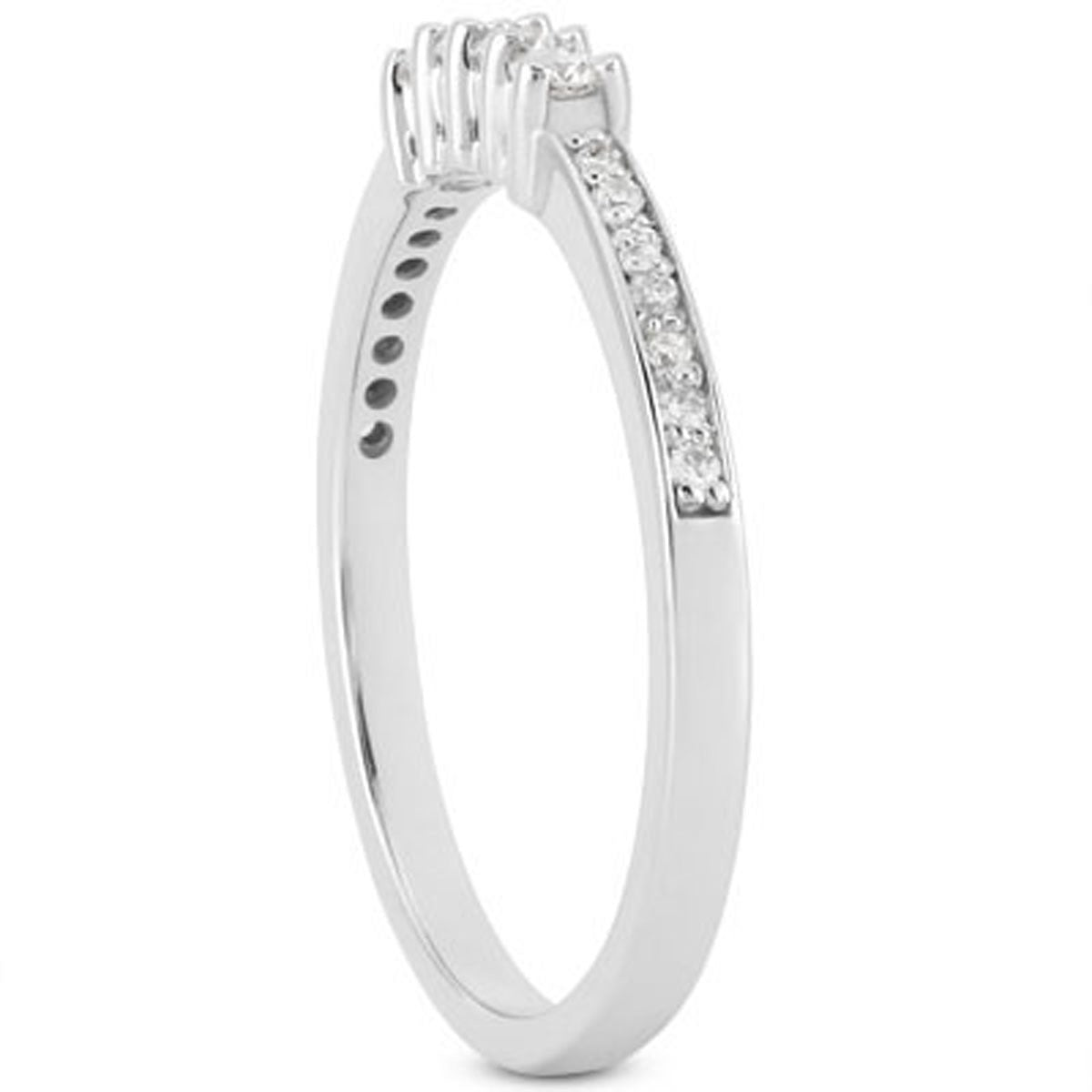 14k White Gold Wedding Band with Pave Set Diamonds and Prong Set Diamonds RCJ Rings  CELESTIA LUXE JEWELLERS
