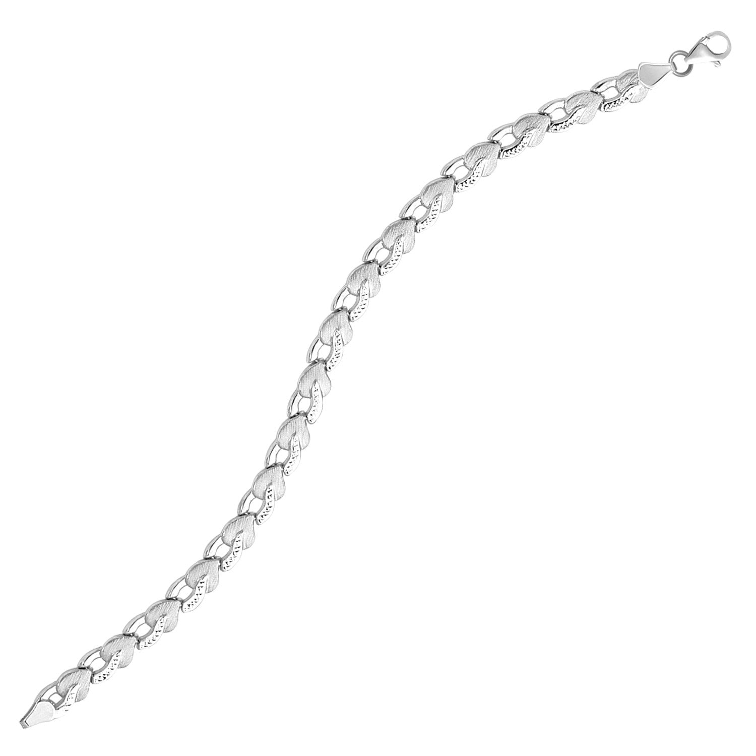 14k White Gold Heart Shape Textured Bracelet (6.35 mm) RCJ Bracelets  CELESTIA LUXE JEWELLERS