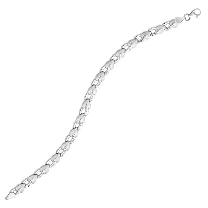 14k White Gold Heart Shape Textured Bracelet (6.35 mm) RCJ Bracelets  CELESTIA LUXE JEWELLERS