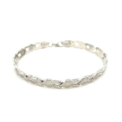 14k White Gold Heart Shape Textured Bracelet (6.35 mm) RCJ Bracelets  CELESTIA LUXE JEWELLERS