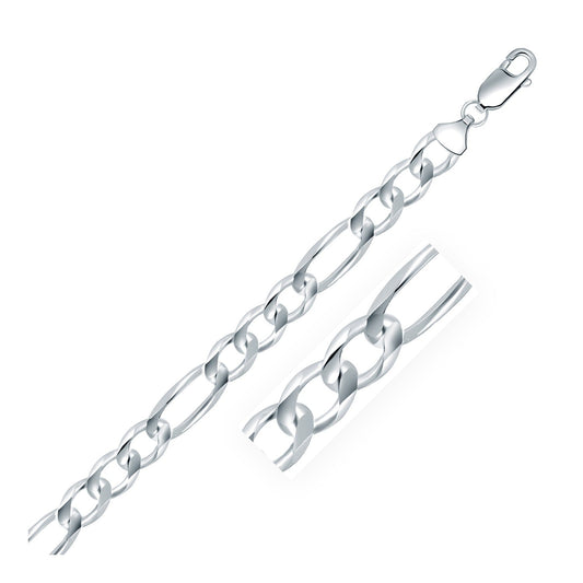 Rhodium Plated 8.8mm Sterling Silver Figaro Style Chain (8.80 mm) RCJ Chains  CELESTIA LUXE JEWELLERS