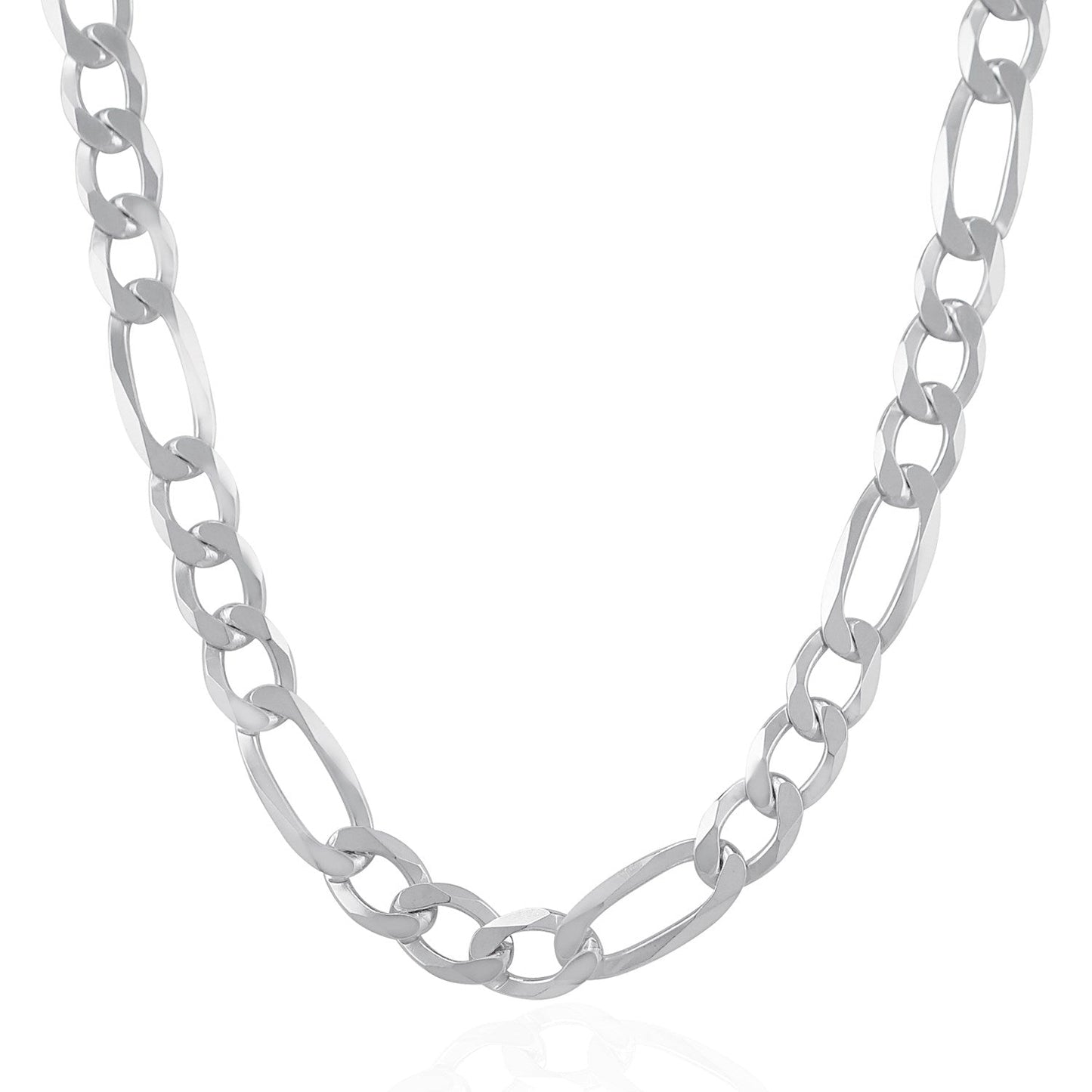 Rhodium Plated 8.8mm Sterling Silver Figaro Style Chain (8.80 mm) RCJ Chains  CELESTIA LUXE JEWELLERS