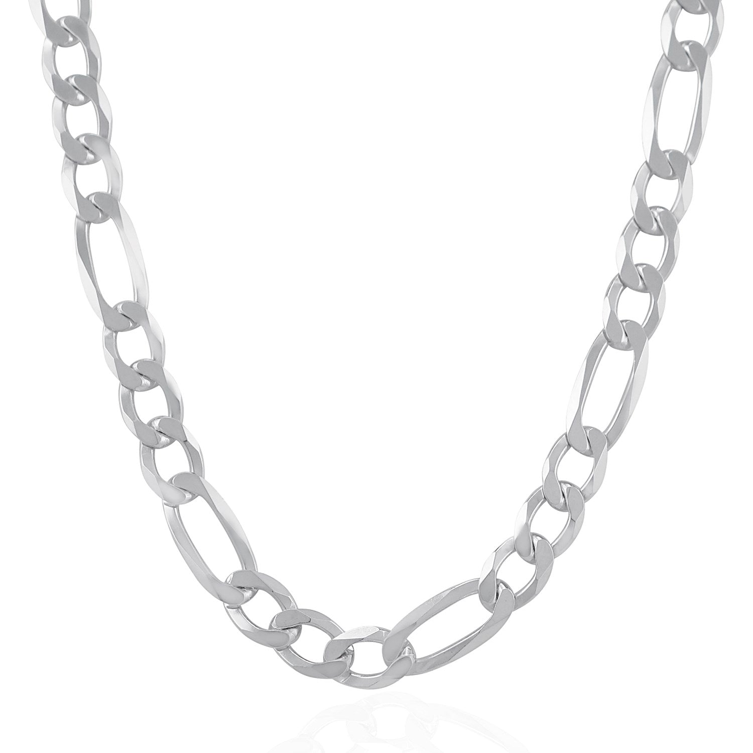 Rhodium Plated 8.8mm Sterling Silver Figaro Style Chain (8.80 mm) RCJ Chains  CELESTIA LUXE JEWELLERS