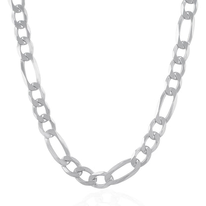 Rhodium Plated 8.8mm Sterling Silver Figaro Style Chain (8.80 mm) RCJ Chains  CELESTIA LUXE JEWELLERS