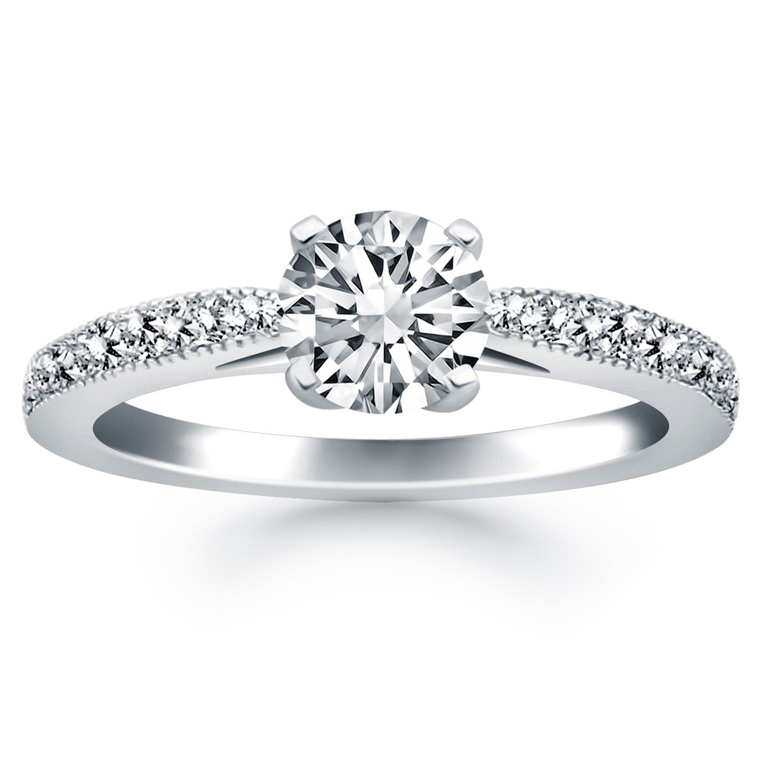 14k White Gold Diamond Pave Cathedral Engagement Ring RCJ Rings  CELESTIA LUXE JEWELLERS