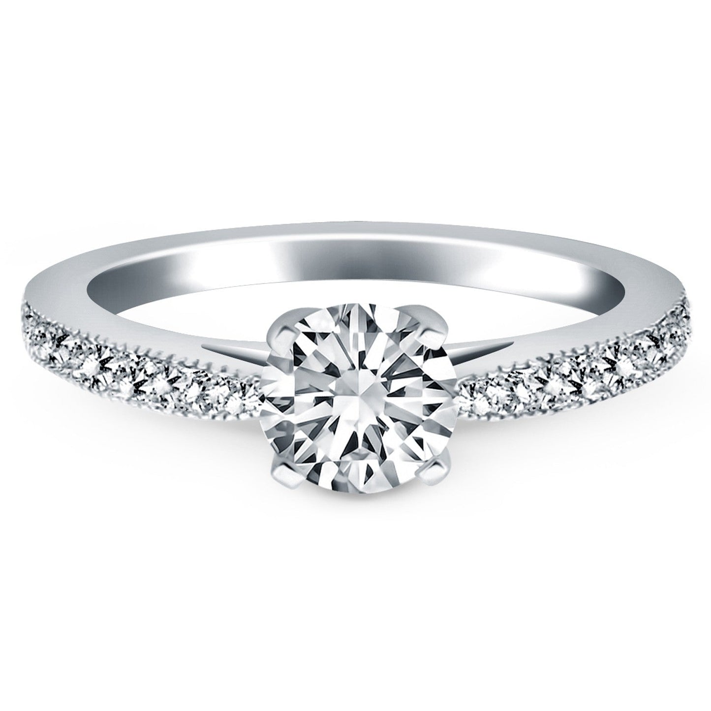 14k White Gold Diamond Pave Cathedral Engagement Ring RCJ Rings  CELESTIA LUXE JEWELLERS