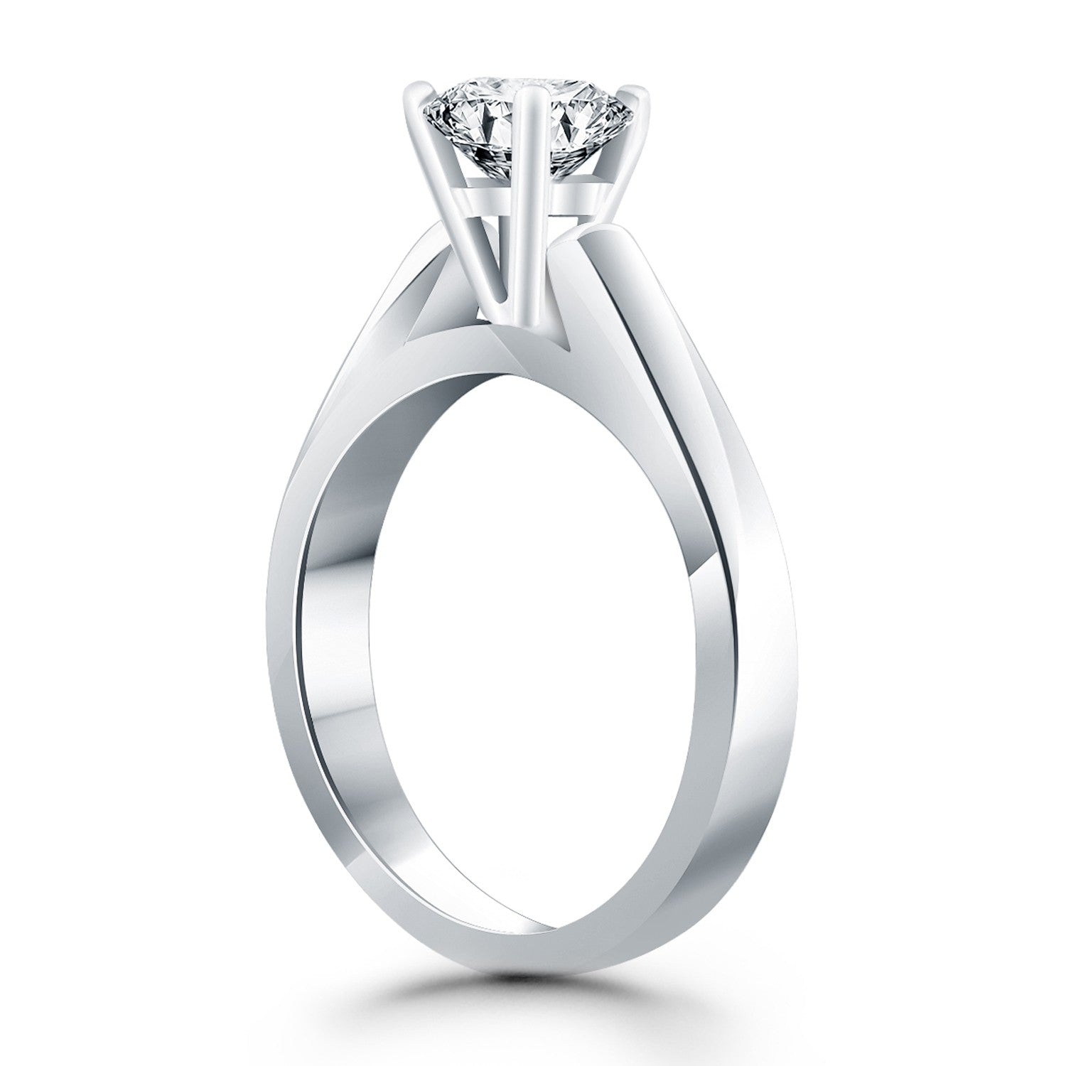 14k White Gold Wide Cathedral Solitaire Engagement Ring RCJ Rings  CELESTIA LUXE JEWELLERS