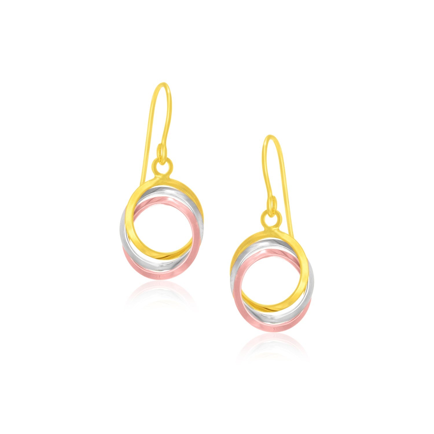 14k Tri-Color Gold Open Entwined Ring Earrings RCJ Earrings  CELESTIA LUXE JEWELLERS