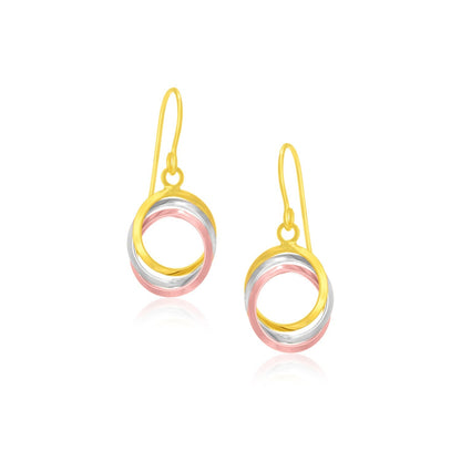 14k Tri-Color Gold Open Entwined Ring Earrings RCJ Earrings  CELESTIA LUXE JEWELLERS
