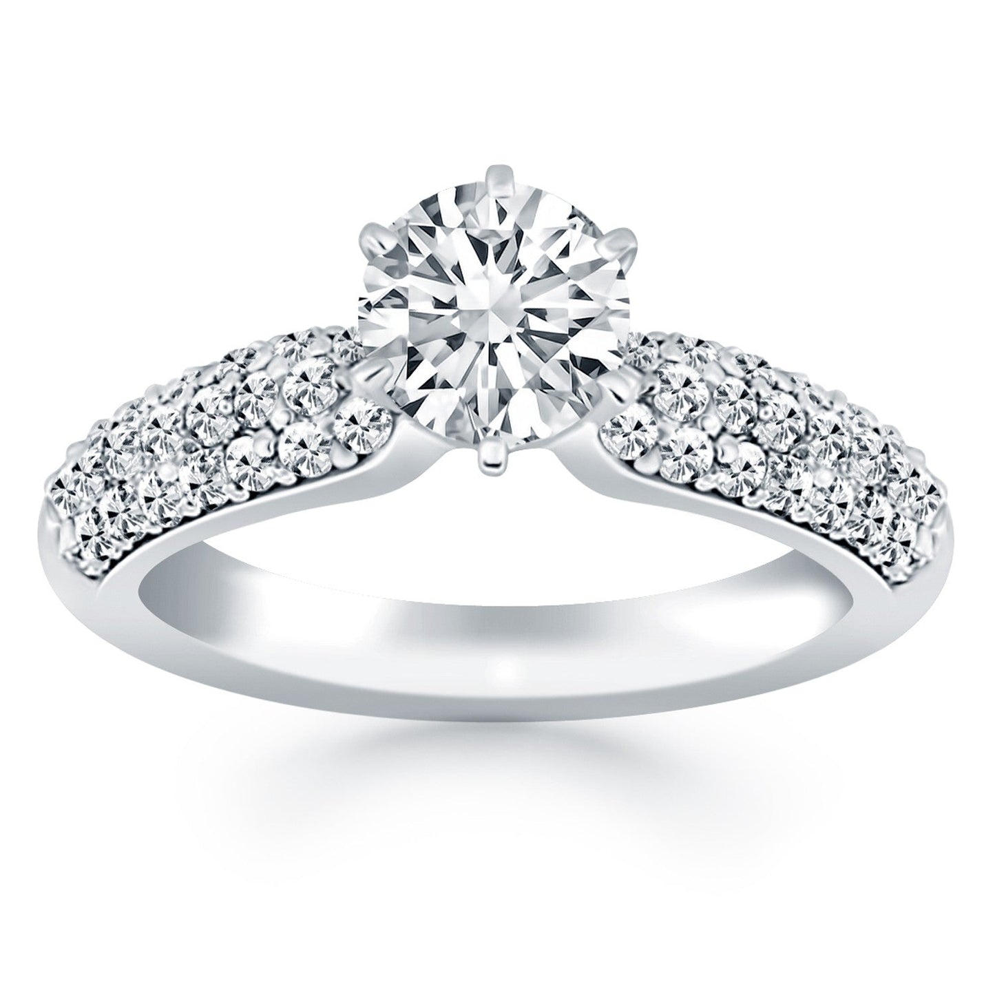 14k White Gold Triple Row Pave Diamond Engagement Ring RCJ Rings  CELESTIA LUXE JEWELLERS