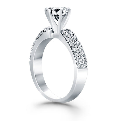 14k White Gold Triple Row Pave Diamond Engagement Ring RCJ Rings  CELESTIA LUXE JEWELLERS